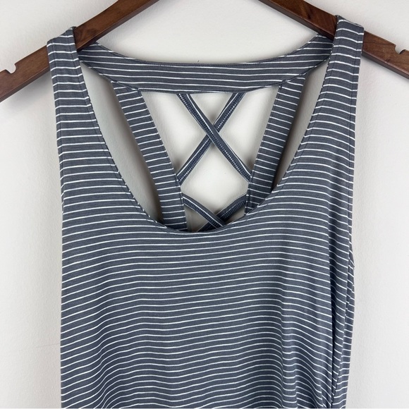 Toad&Co Maxi Dress Racerback Grey Stripe Full Length Size S - Picture 3 of 10